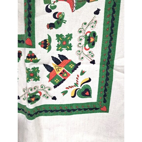 Vintage Tablecloth Pennsylvania Dutch Amish Harvest Folk Linen Rectangular 56 x - Picture 5 of 8